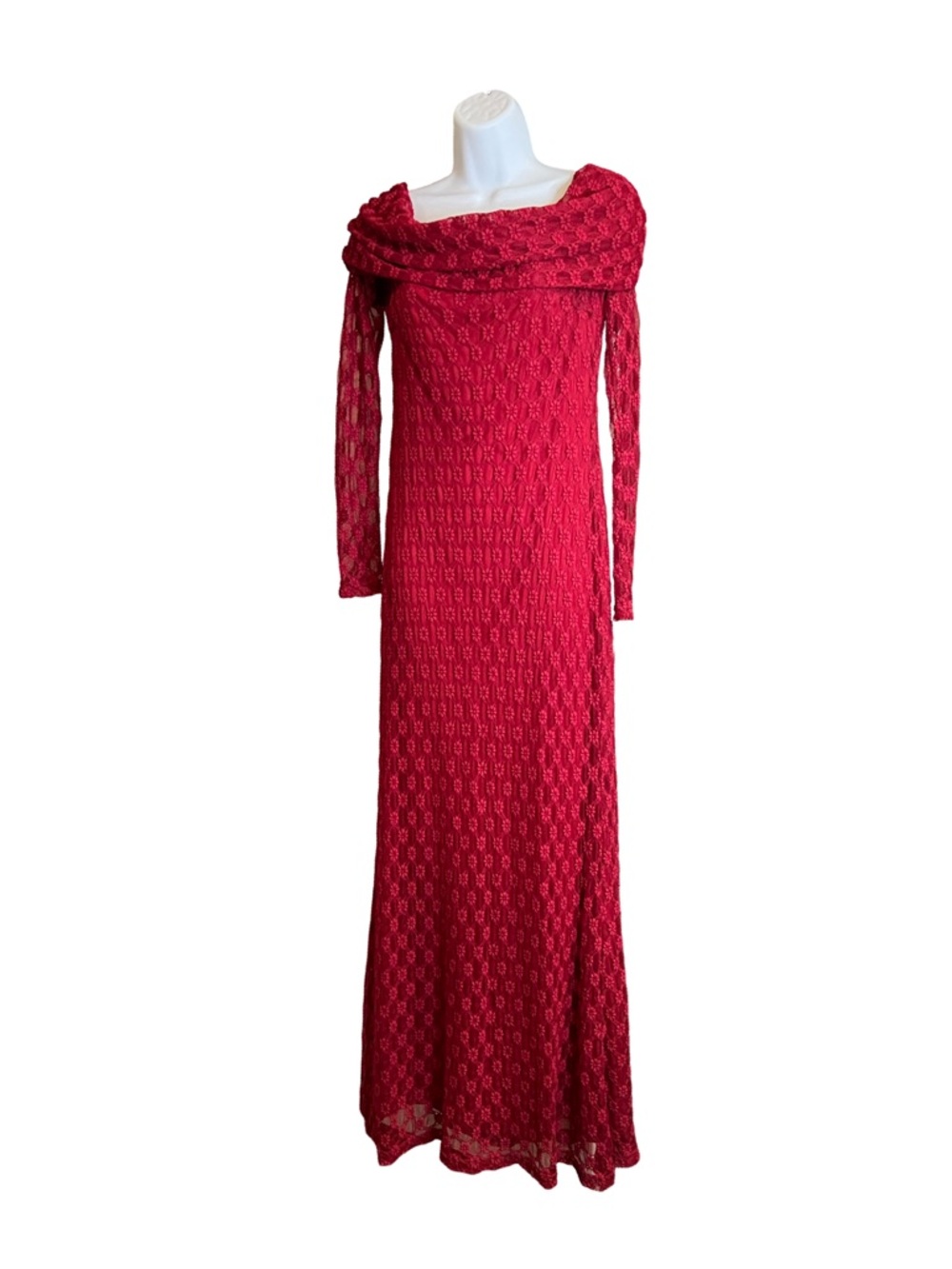 Bardot Adoni Off the Shoulder Long Sleeve Maxi Dress Deep Red Size US 10 - Picture 3 of 8